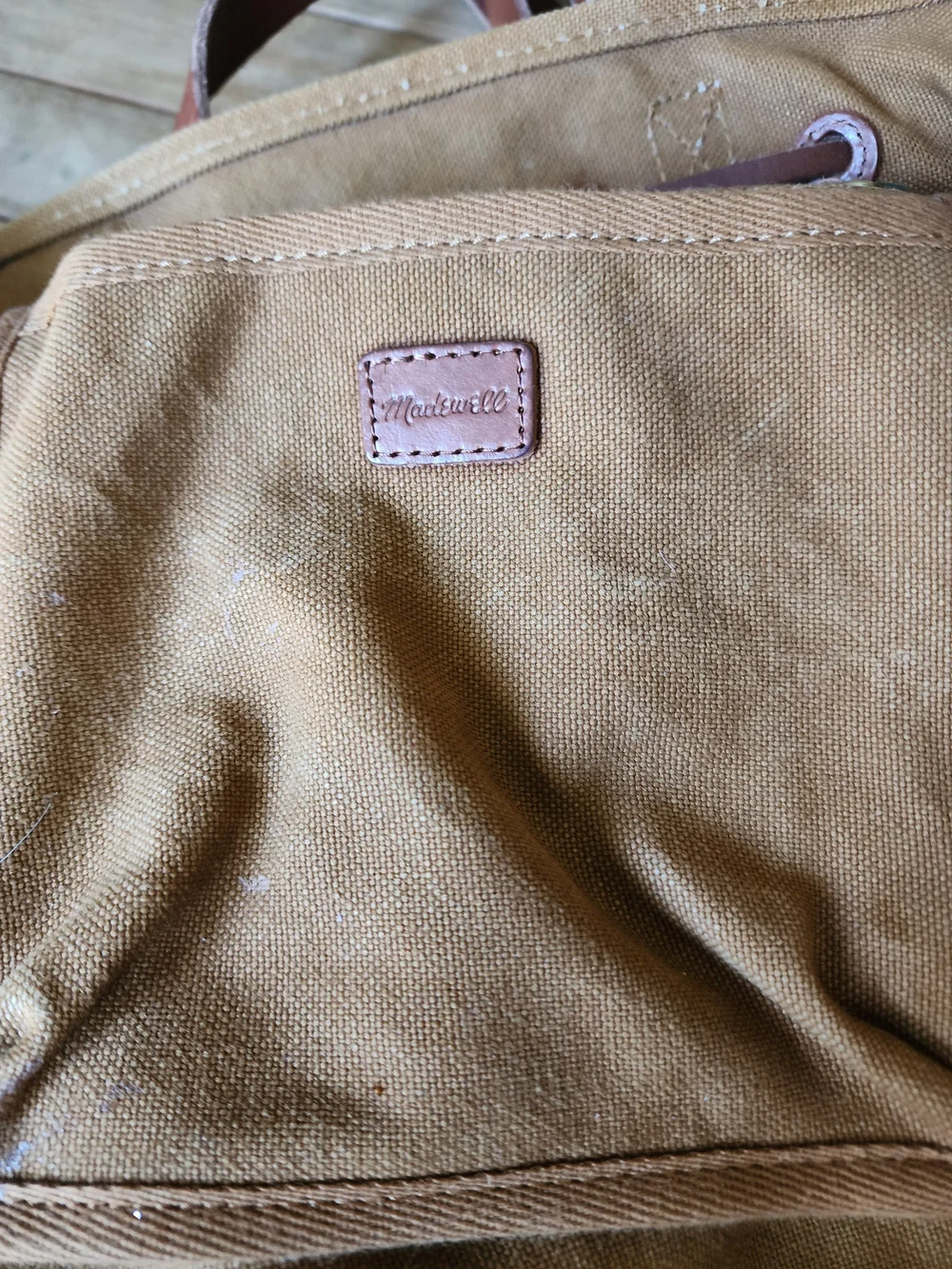 Madewell Somerset canvas drawstring/bucket backpack with leather trim